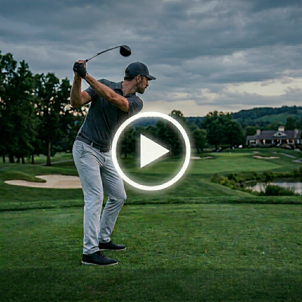 Golfeur en plein swing sur le fairway